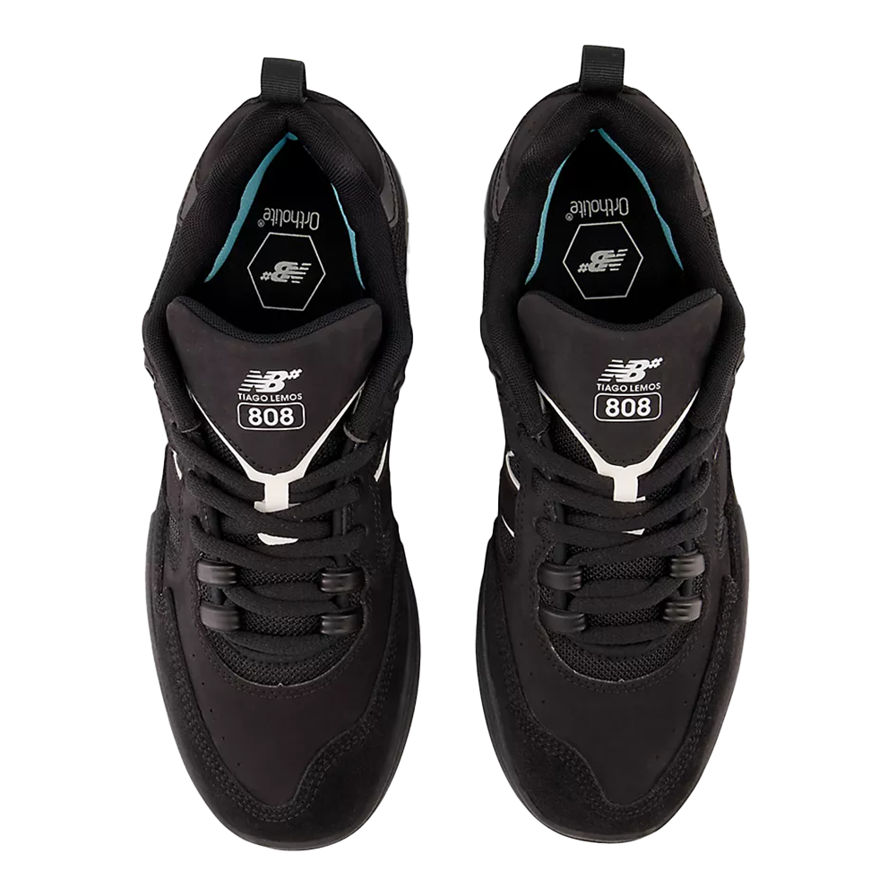 New Balance Numeric Tiago Lemos 808 Black Black Shoes Top View Ortholite Insole