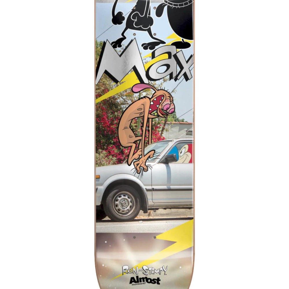 Almost Max Ren & Stimpy Road Rage R7 8.5 - Skateboard Deck Close Up