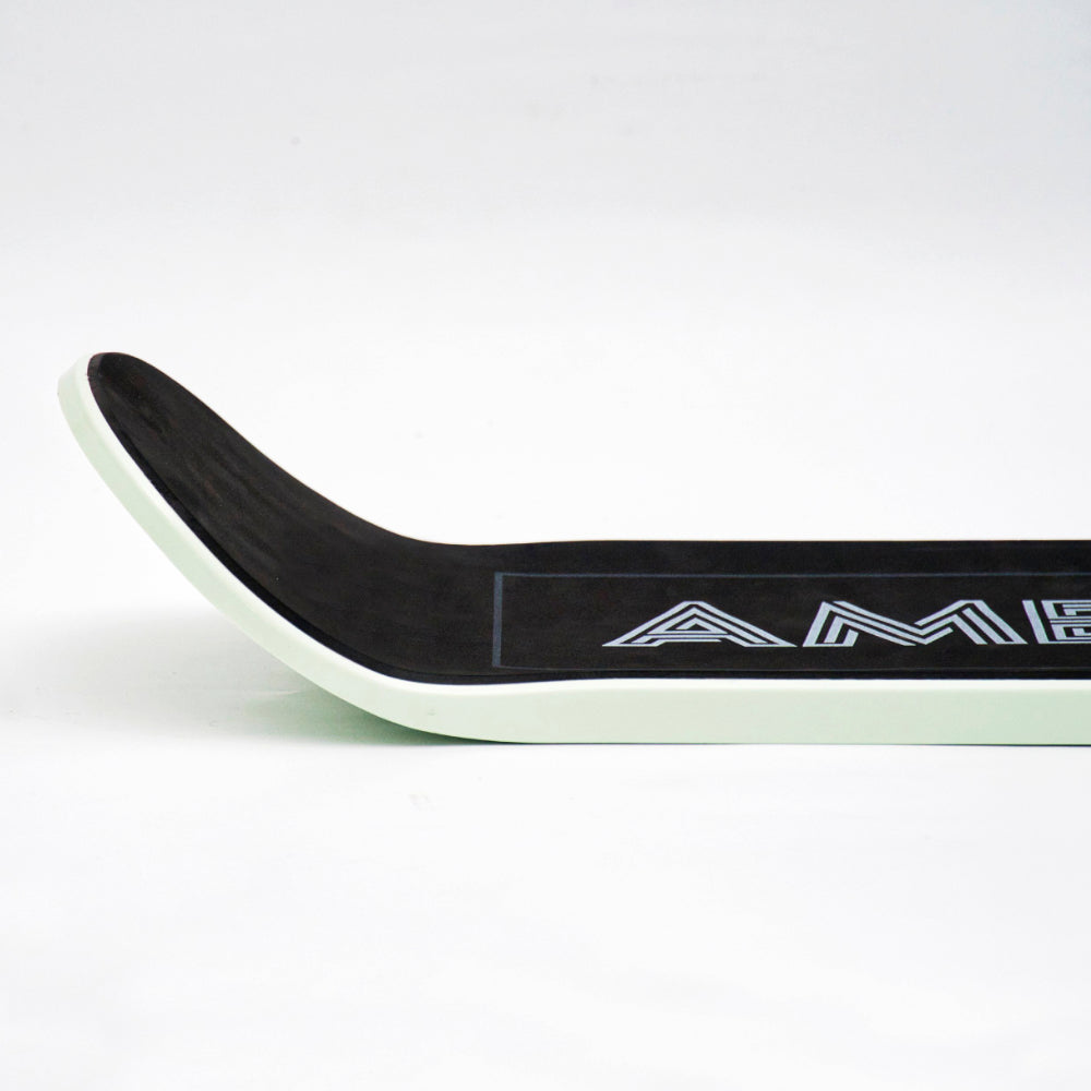 Ambition Jib Mint Snowskate Side The Jib Series are entry level injected plastic snowskates. Perfect for the beginner snowskater with limited skateboarding experience. Ideal for backyard ride-on obstacles, hill bombs and learning basic tricks. Get jibbin’! Store in a cold & covered area for optimal stiffness and performance. Proudly made in Montreal, Canada from recyclable plastic.