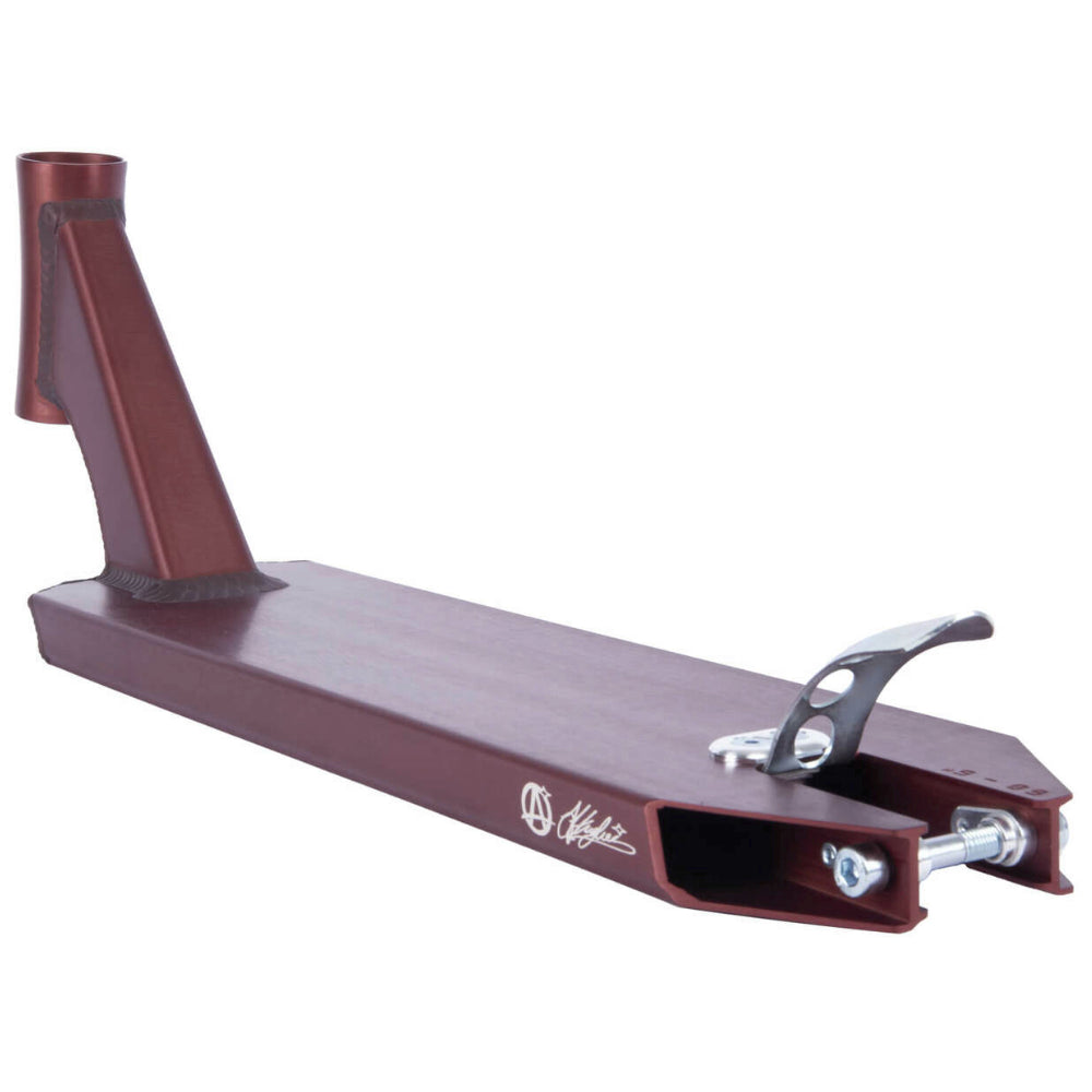 Apex Angle 5" Angus Hughes Signature Park Freestyle Scooter Deck Copper Brown Back Angle