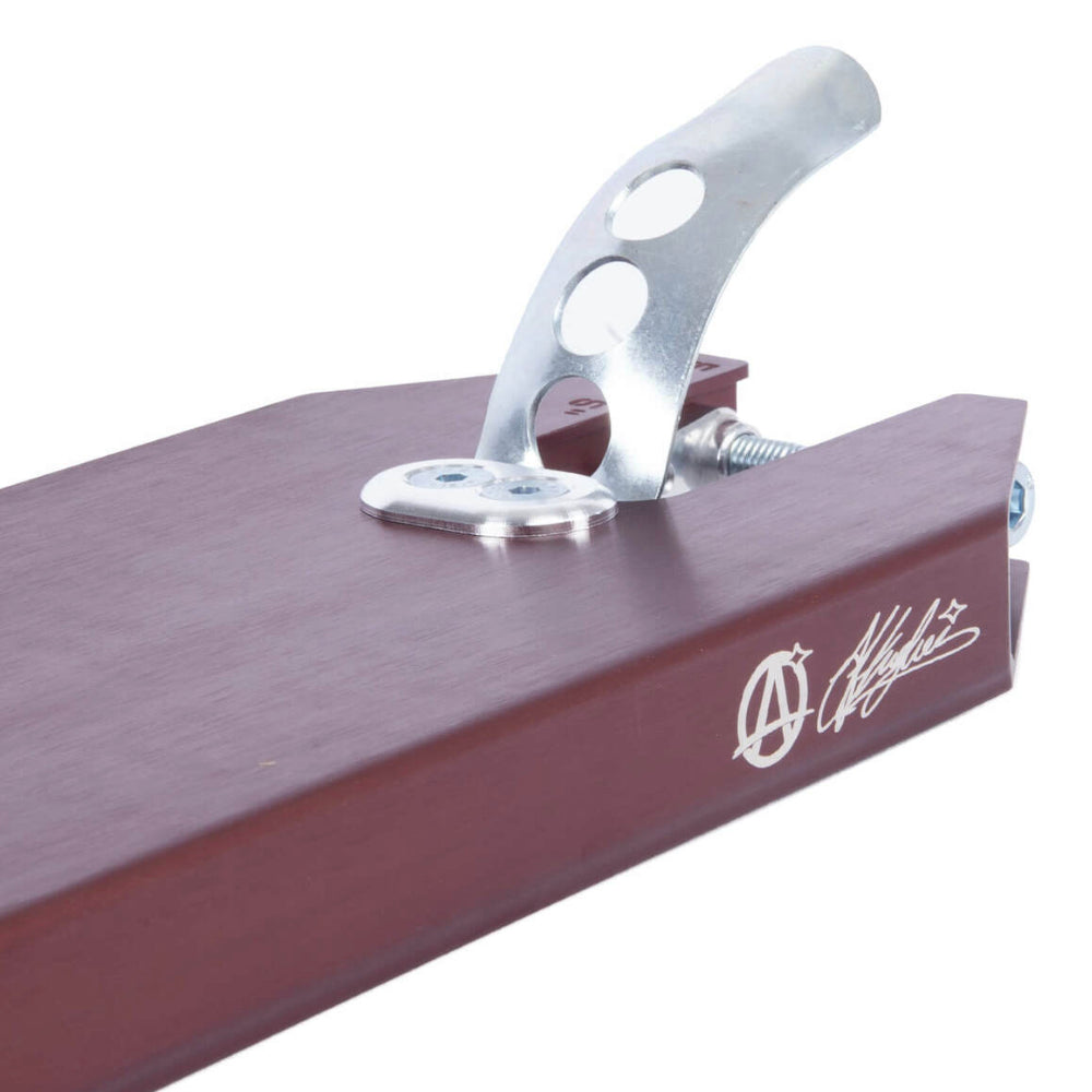 Apex Angle 5" Angus Hughes Signature Park Freestyle Scooter Deck Copper Brown Hand Writting