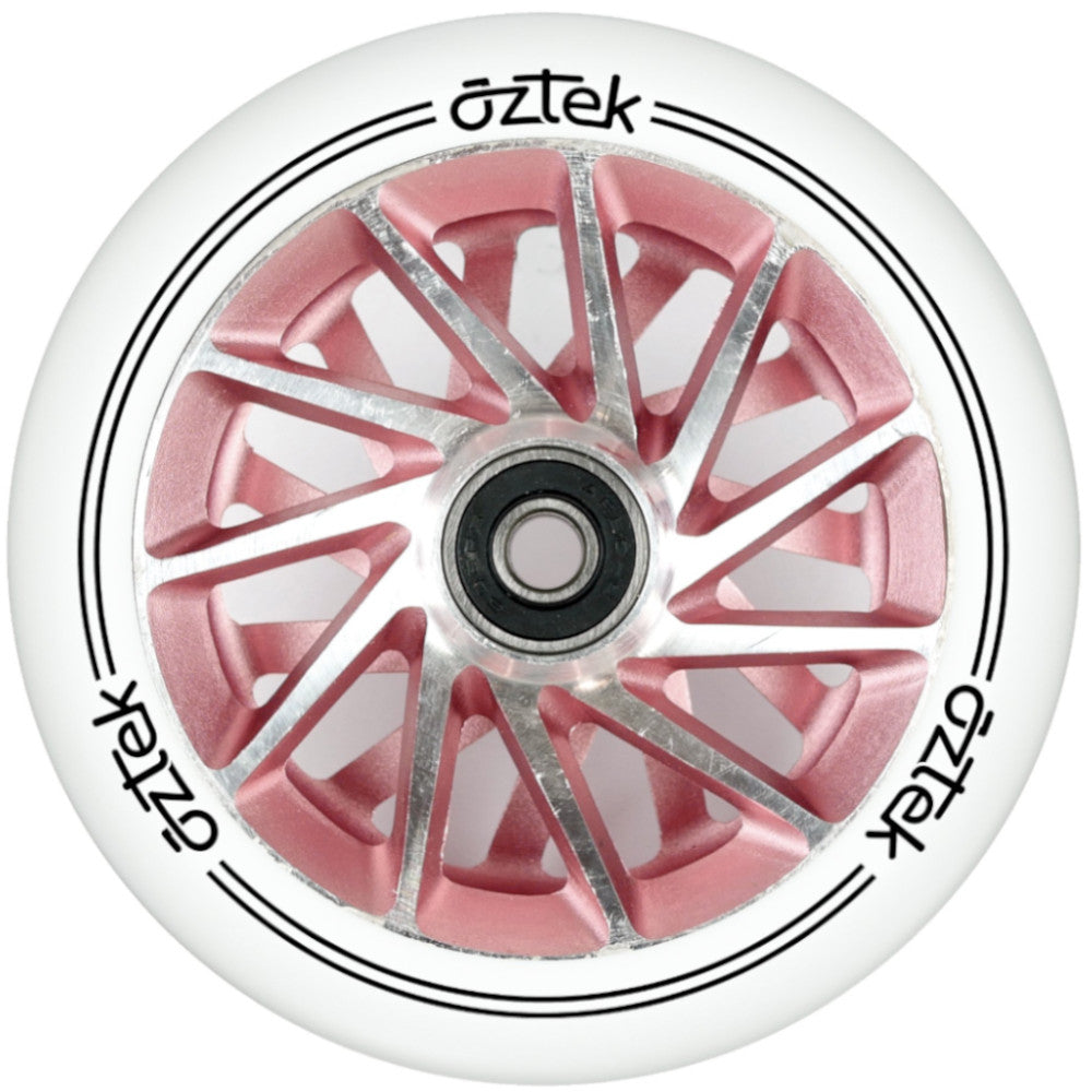 Aztek Ermine XL 115x30mm White PU (PAIR) - Scooter Wheels Ruby Red Raw White