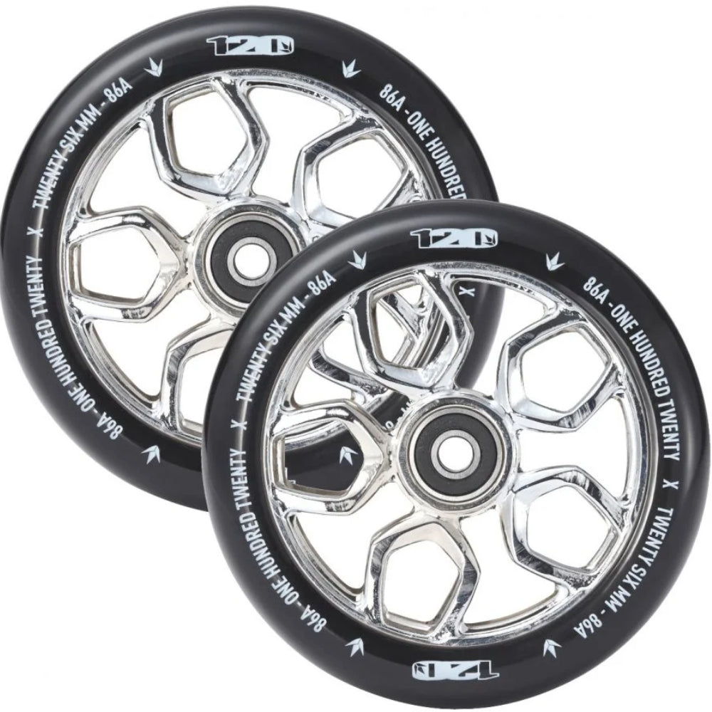 Envy 120mm Lambo (PAIR) - Scooter Wheels Chrome Set