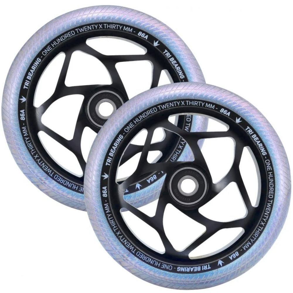 Envy Tri-Bearing 120x30mm Black Galaxy (PAIR) - Scooter Wheels Set
