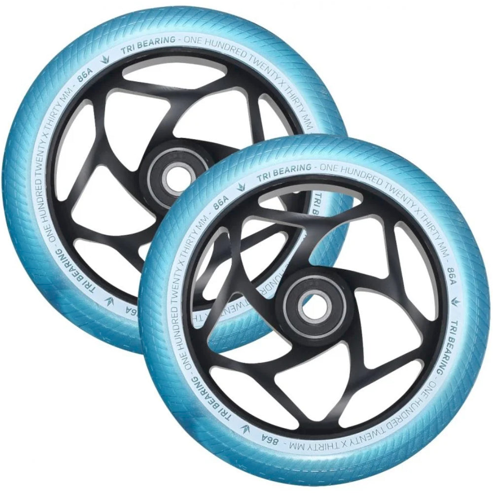 Envy Tri-Bearing 120x30mm Black Teal (PAIR) - Scooter Wheels Set