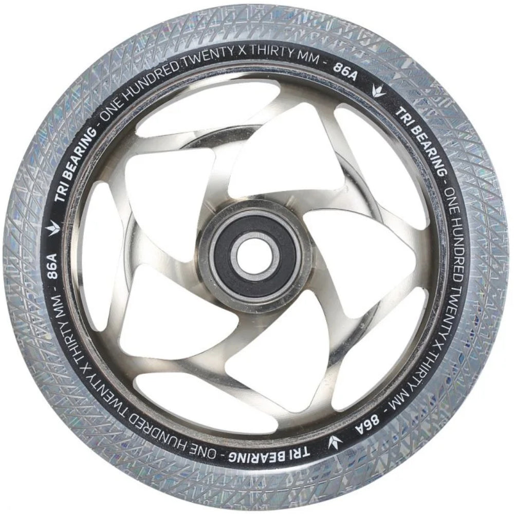 Envy Tri-Bearing 120x30mm Chrome Clear (PAIR) - Scooter Wheels