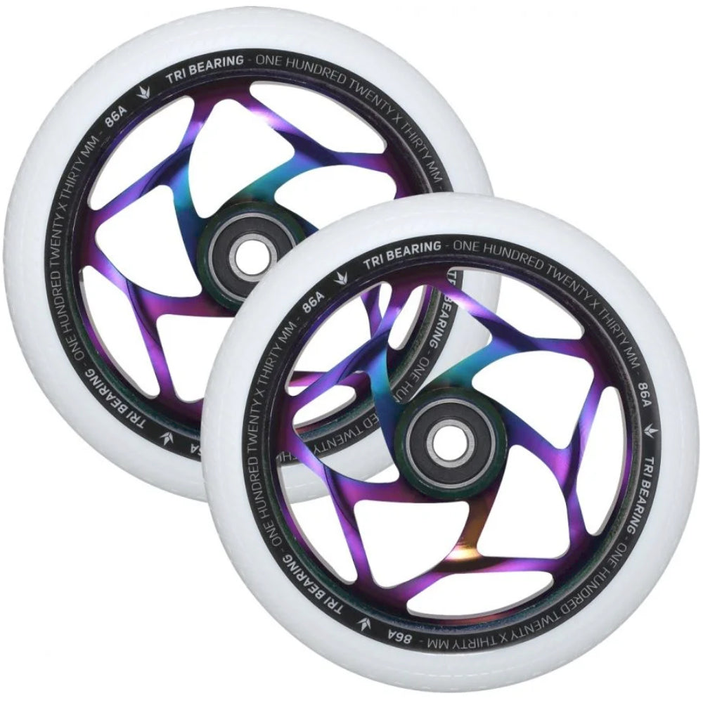 Envy Tri-Bearing 120x30mm Oilslick White (PAIR) - Scooter Wheels Set