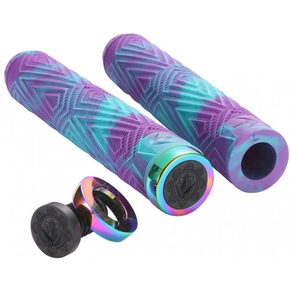 Envy Will Scott TPR Grips Aluminium Nylon Bar Ends Purple Teal Pair