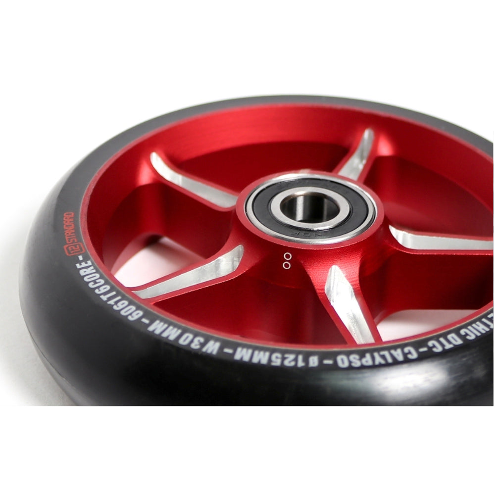Ethic DTC 12STD Calypso 125mm (PAIR) - Scooter Wheels Close Up Red
