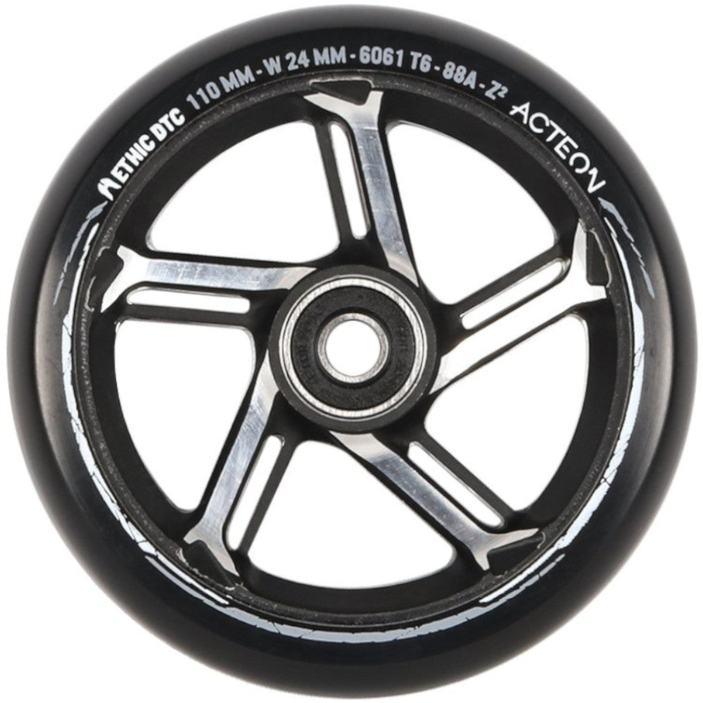 Ethic DTC Acteon 110mm (PAIR) - Scooter Wheels Black Raw 24mm 88A