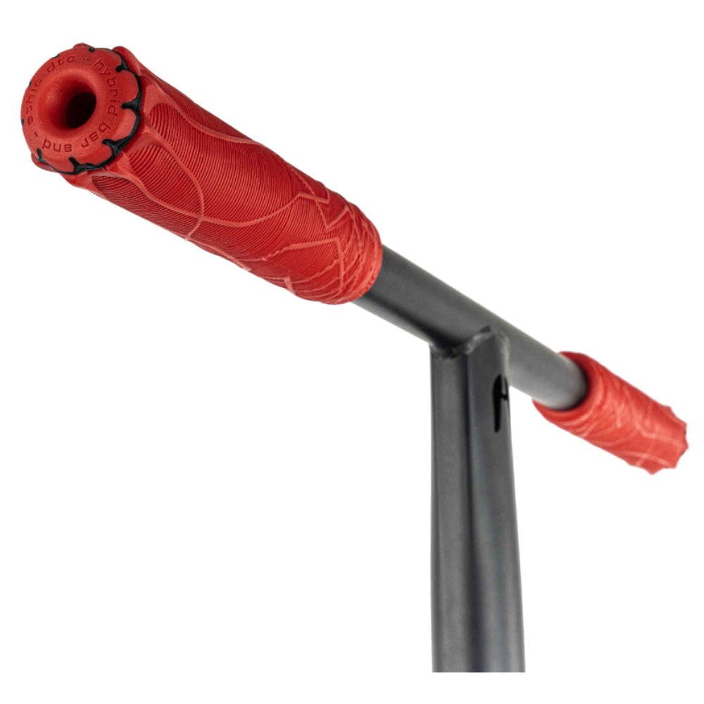 Ethic DTC Pandora Red Hybrid Freestyle Complete Scooter Grips and Butted Bars Close Up