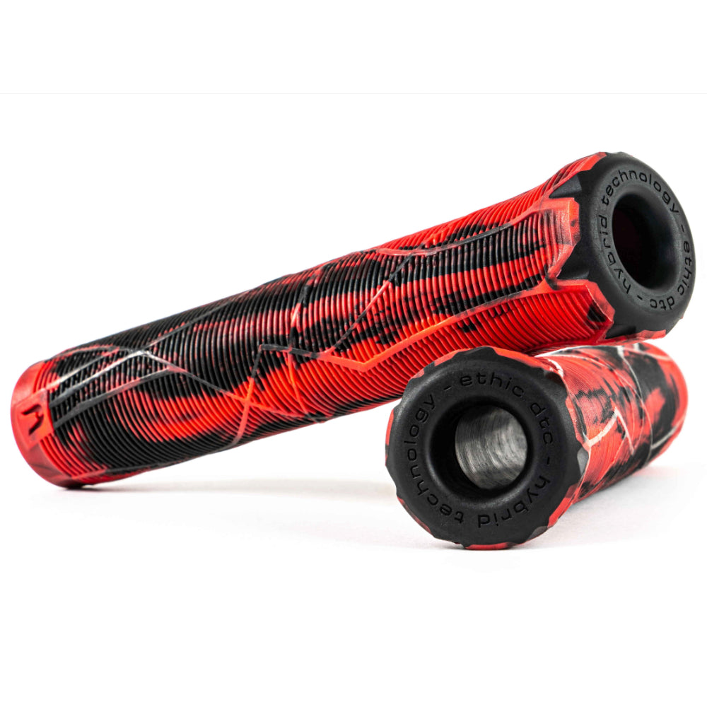 Ethic DTC Slim Rubber Grips With Integrated Bar Ends Red