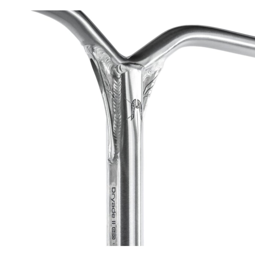 Ethic Dryade V2 Freestyle Aluminium Scooter Bars Raw Brushed Close Up Gussets