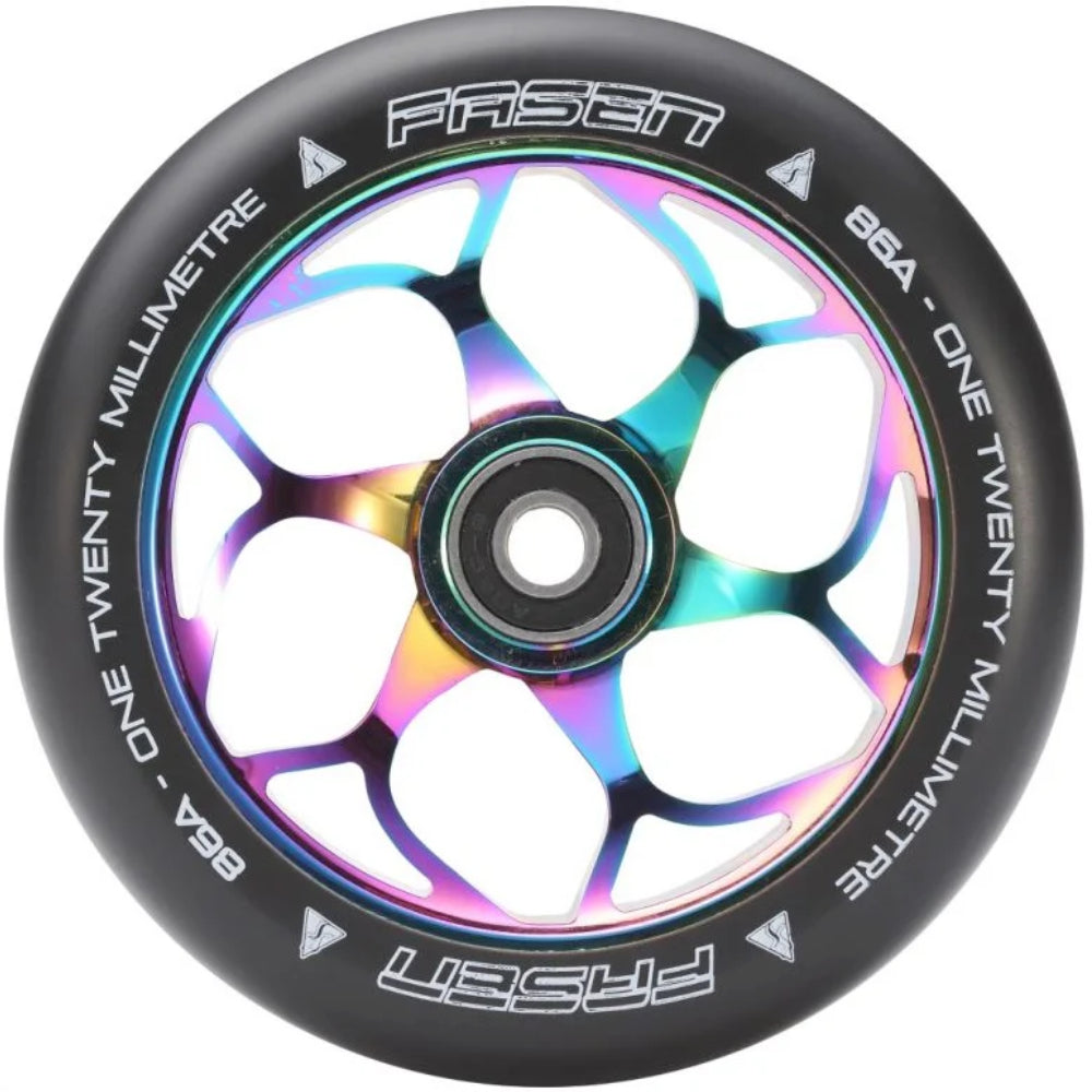 Fasen 6 Spoke 120mm Freestyle Freestyle Scooter Wheels 86a pu Oilslick Neochrome