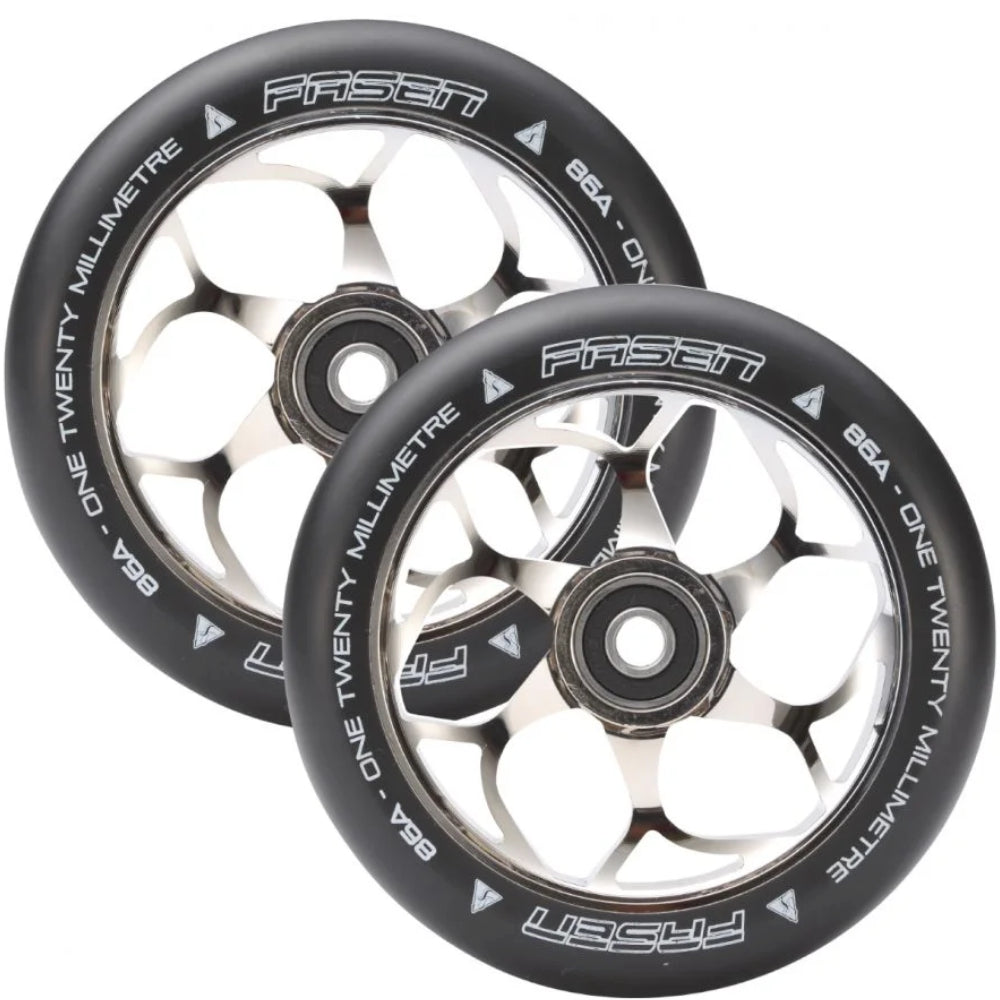 Fasen 6 Spoke 120mm Freestyle Freestyle Scooter Wheels 86a pu Chrome Pair