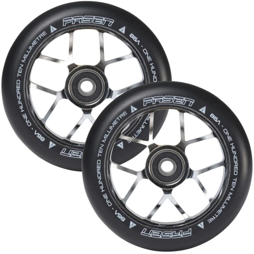 Fasen Jet 110mm Scooter Light Wheels Chrome Pair 86a PU