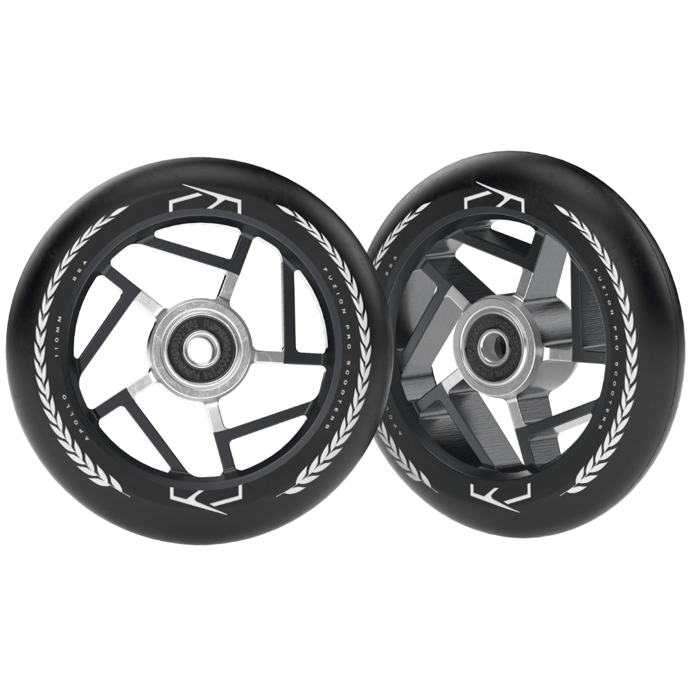 Fuzion Apollo 110x24mm Black Scooter Wheels 88a pu Pair