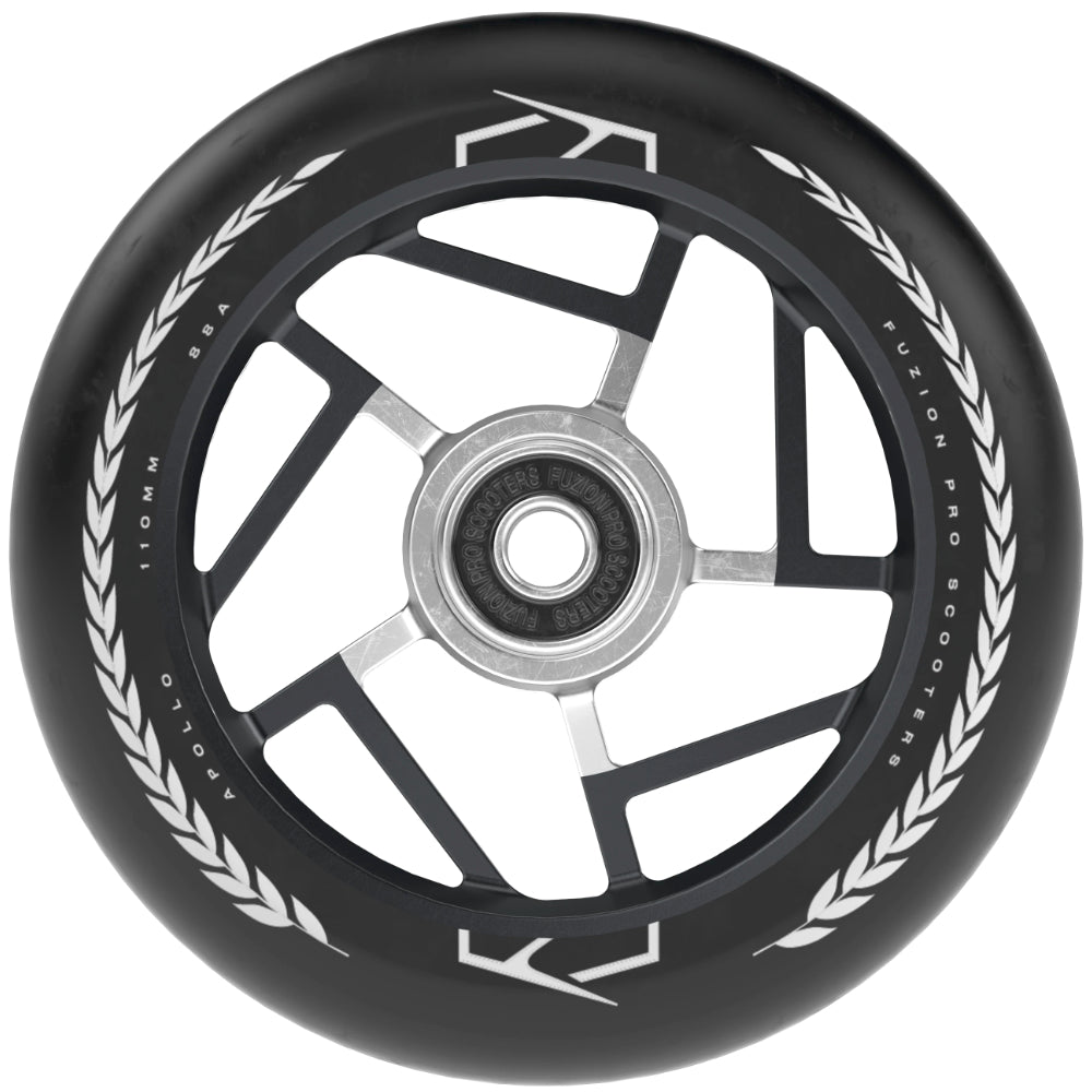 Fuzion Apollo 110x24mm Black Scooter Wheels 88a pu Single