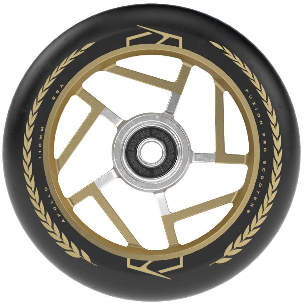 Fuzion Apollo 110x24mm Black / Gold Scooter Wheels 88a pu Single