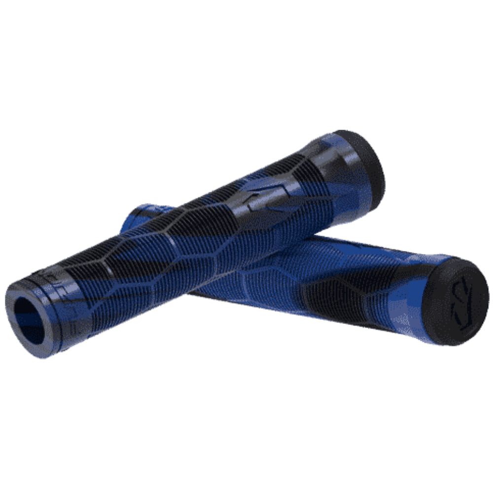 Fuzion Hex Grips Soft Thick Feel Black Blue Swirl Crossed