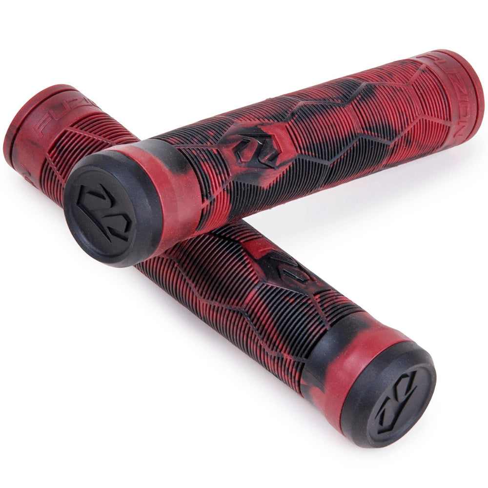 Fuzion Hex Grips Soft Thick Feel Black Red Swirl Crossed
