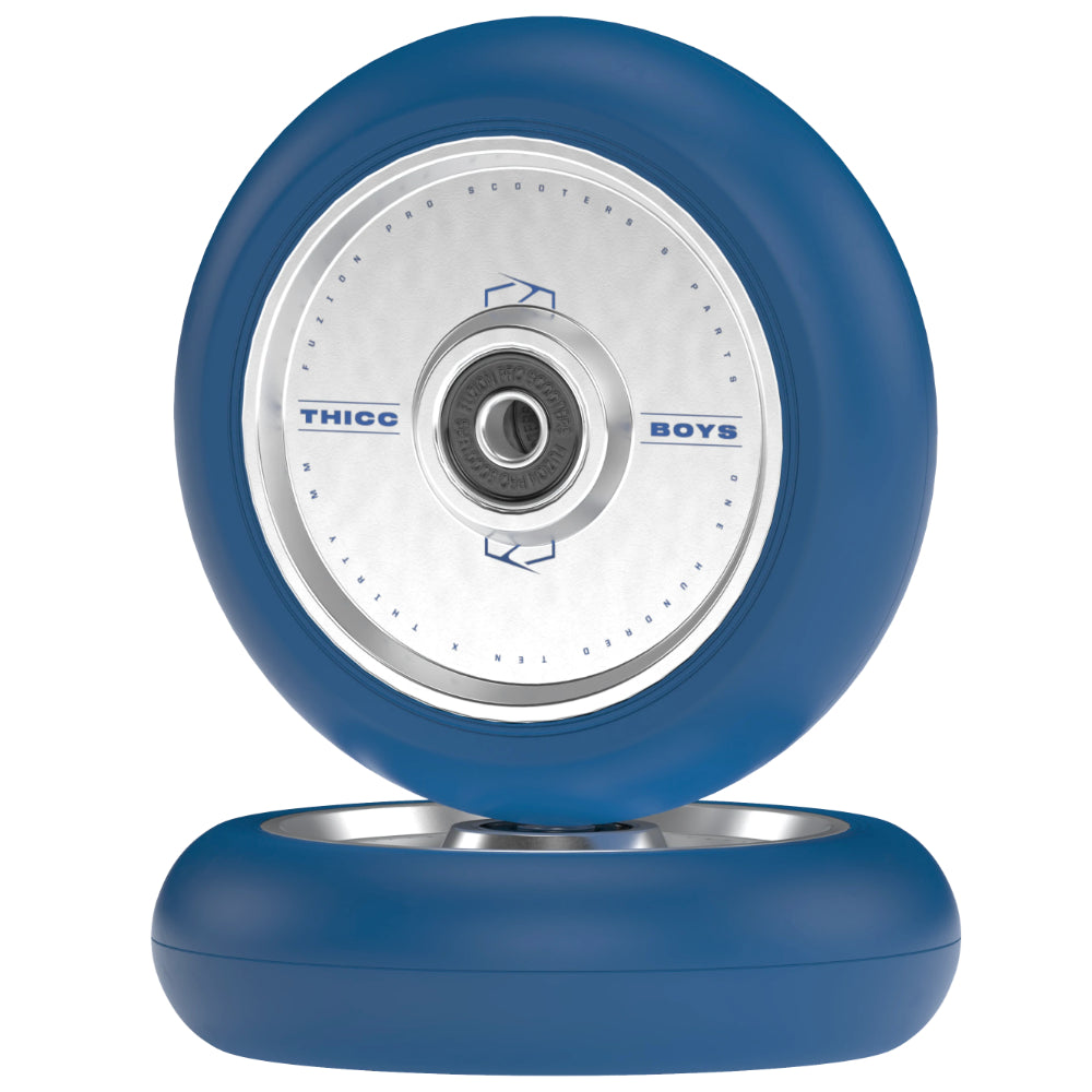 Fuzion Thiccboys Navy Silver 110x30mm Scooter Wheels Stacked