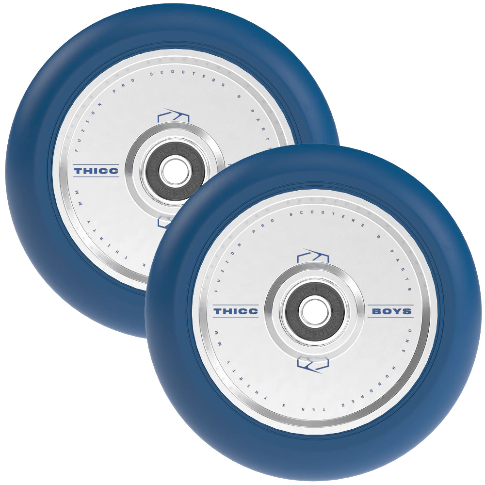 Fuzion Thiccboys Navy Silver 110x30mm Scooter Wheels Abec 9 Bearings