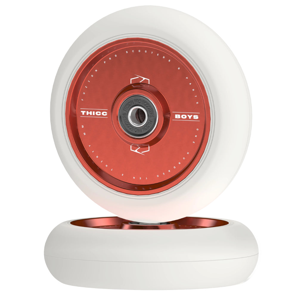 Fuzion Thiccboys Red White 110x30mm Scooter Wheels Stacked
