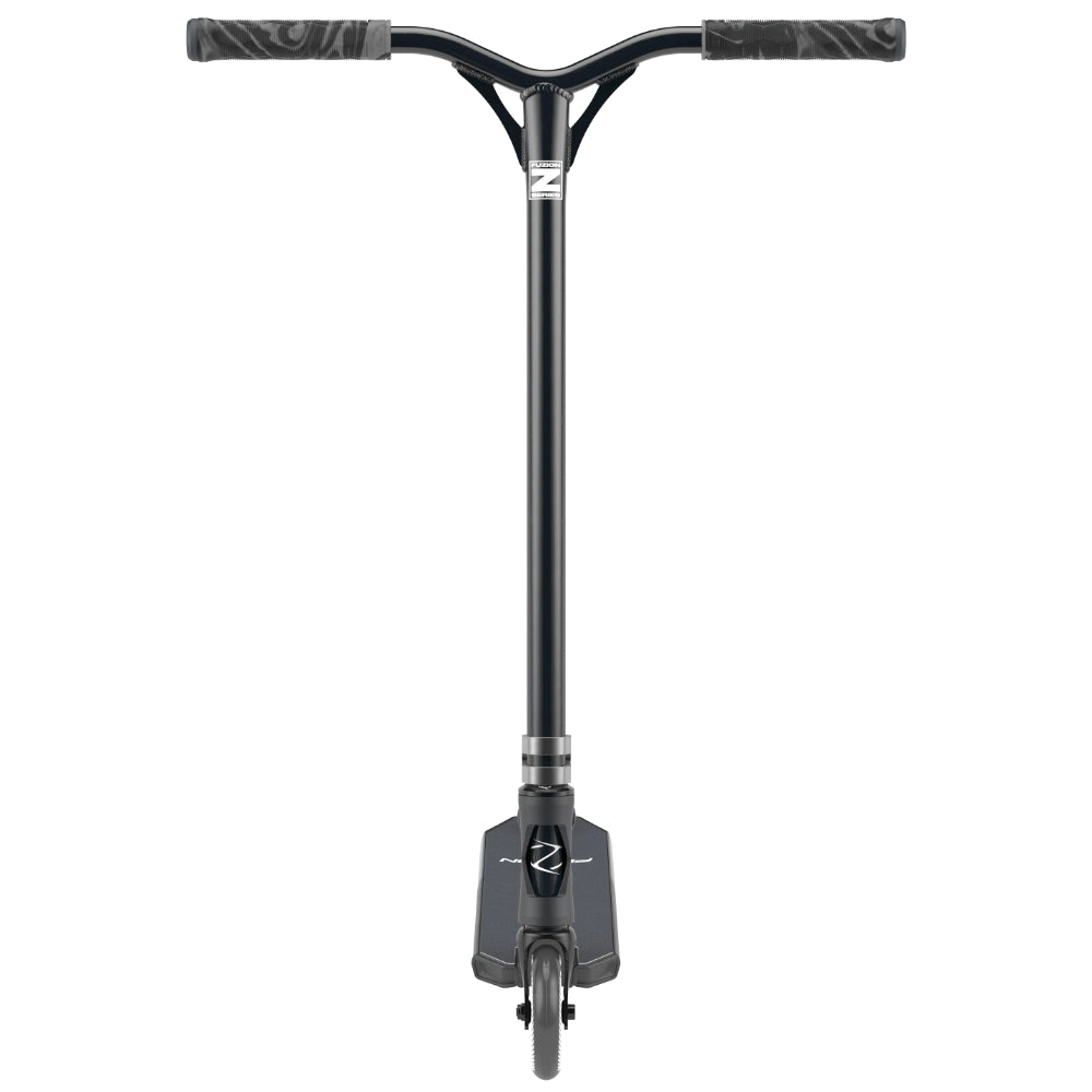 Fuzion Z300 Freestyle Scooter Complete Black Front Steel Bars Hex Swirl Grips