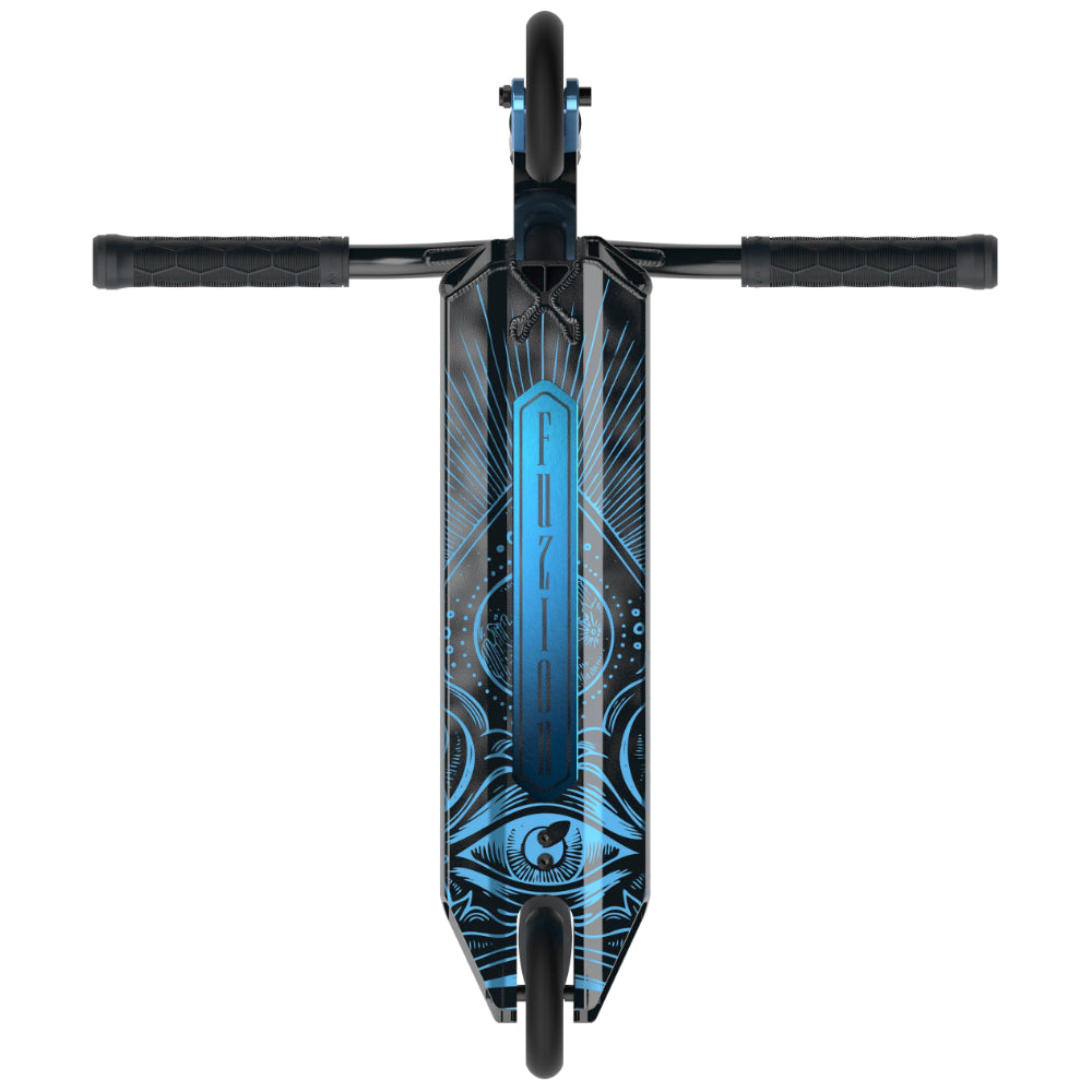 Fuzion Z350 Freestyle Scooter Complete Pinnacle Blue Bottom Deck Design