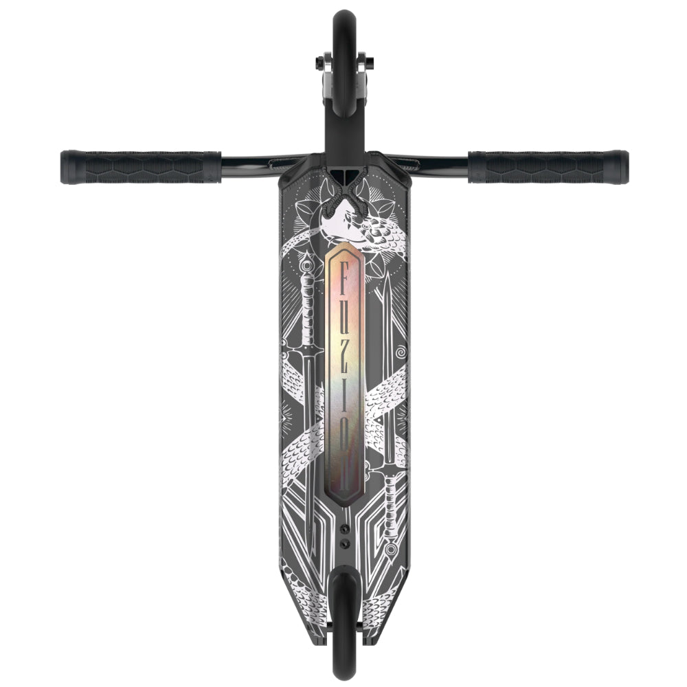 Fuzion Z350 Freestyle Scooter Complete Serpent Silver Bottom Deck Design