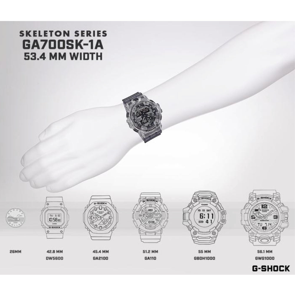 G-SHOCK GA700SK-1A SKELETON SERIES MEN'S WATCH Chart