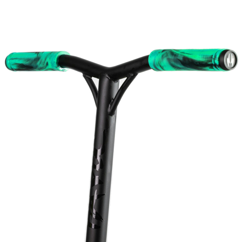 Havoc Handle Bar Grips Teal Black Swirl Installed