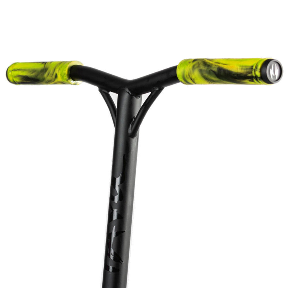 Havoc Handle Bar Grips Yellow Black Swirl Installed