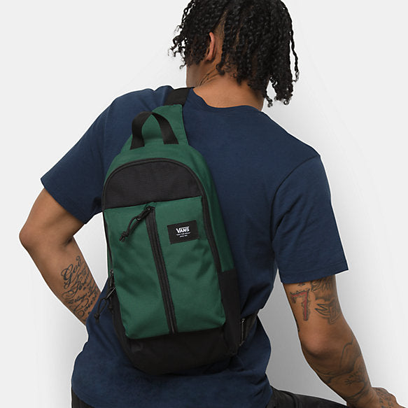 Vans Warp Sling Bag Pine Needle Black - Bag On Model
