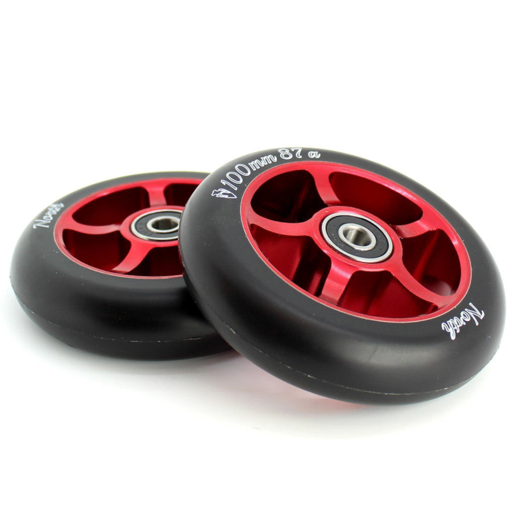 North Scooters 1st 87A 100mm (PAIR) - Scooter Wheels Red