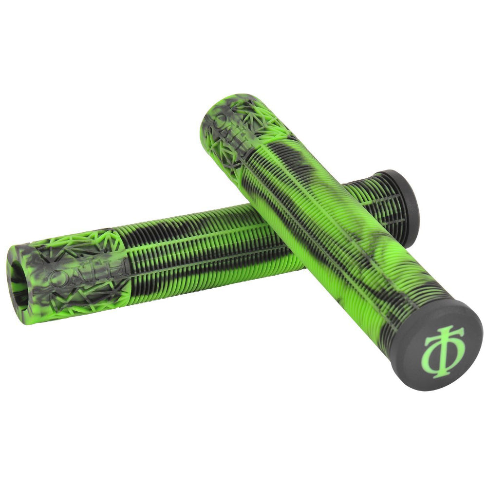 Oath Bermuda - Grips Green Black Marble Crossed Bar Ends