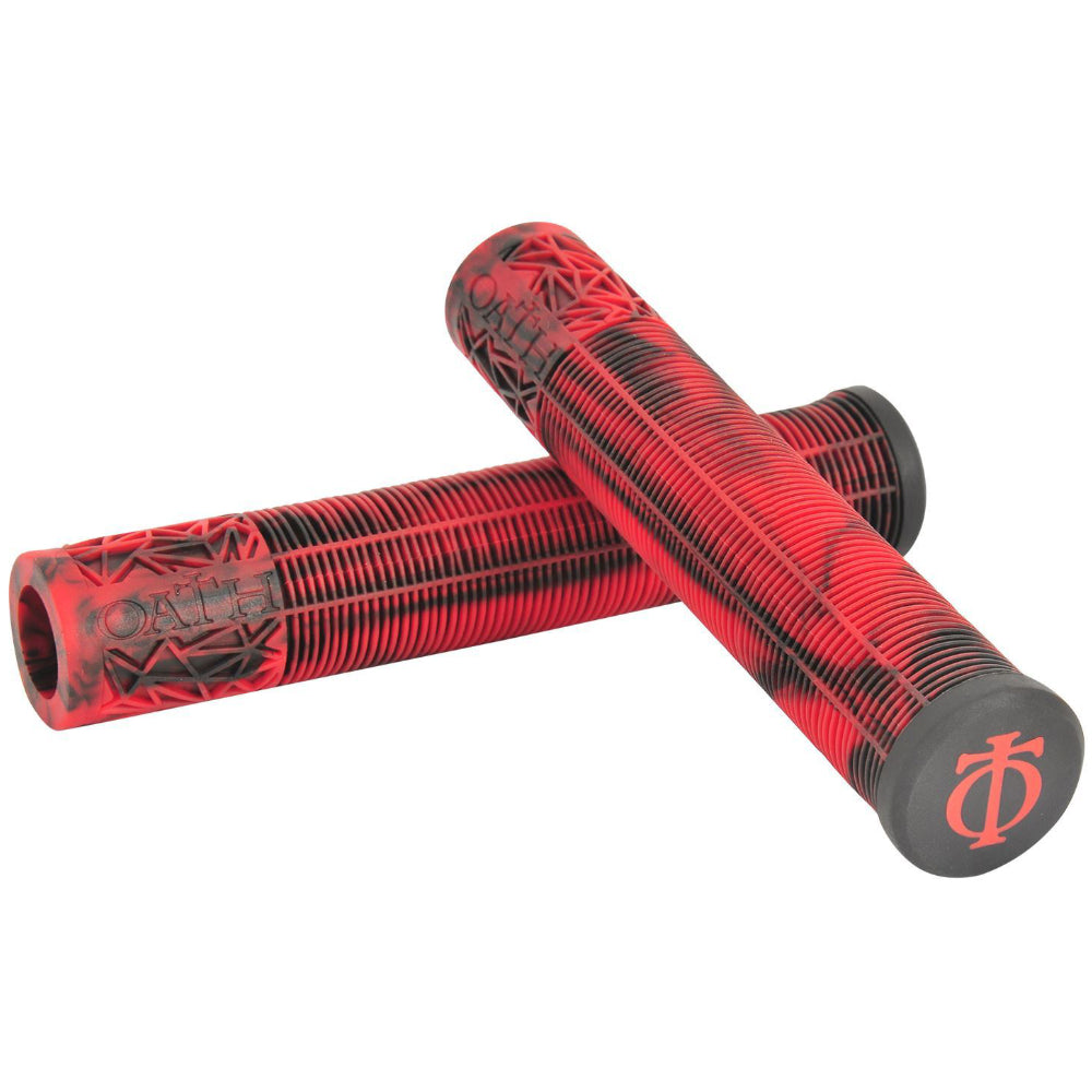 Oath Bermuda - Grips Red Black Marble Crossed Bar Ends