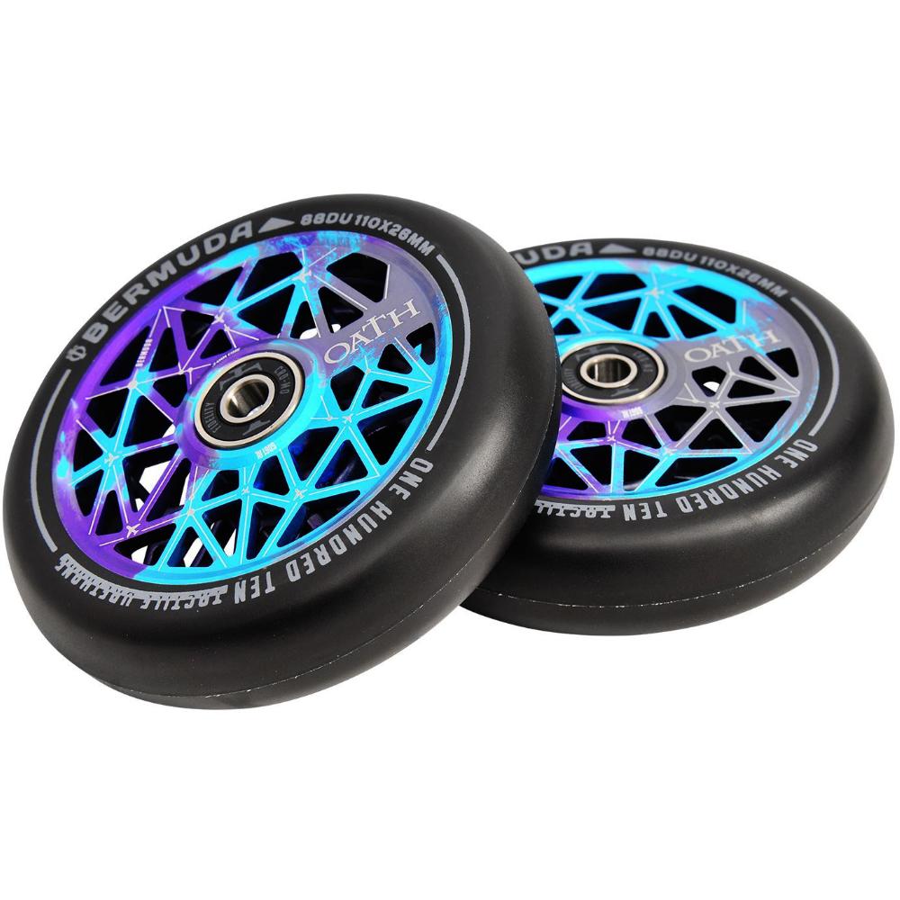 Oath Bermuda 110mm (PAIR) - Scooter Wheels Blue Purple Titanium Set