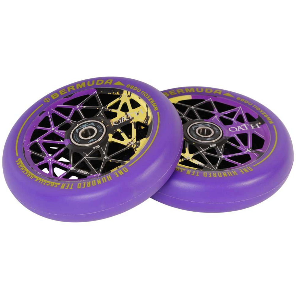 Oath Bermuda 110x26mm Tri-Color - Scooter Wheels Black Purple Yellow Pair