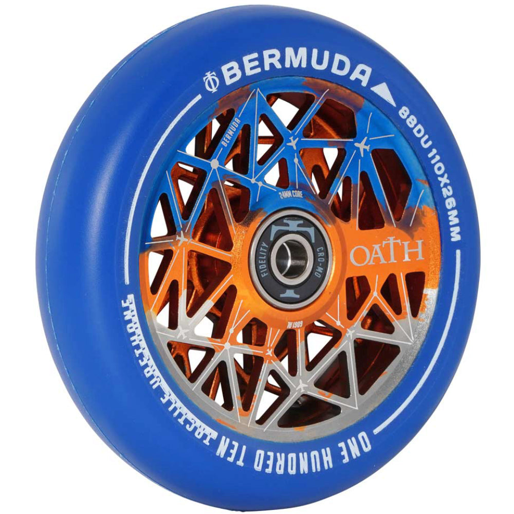 Oath Bermuda 110x26mm Tri-Color - Scooter Wheels Orange Blue Titanium Angle