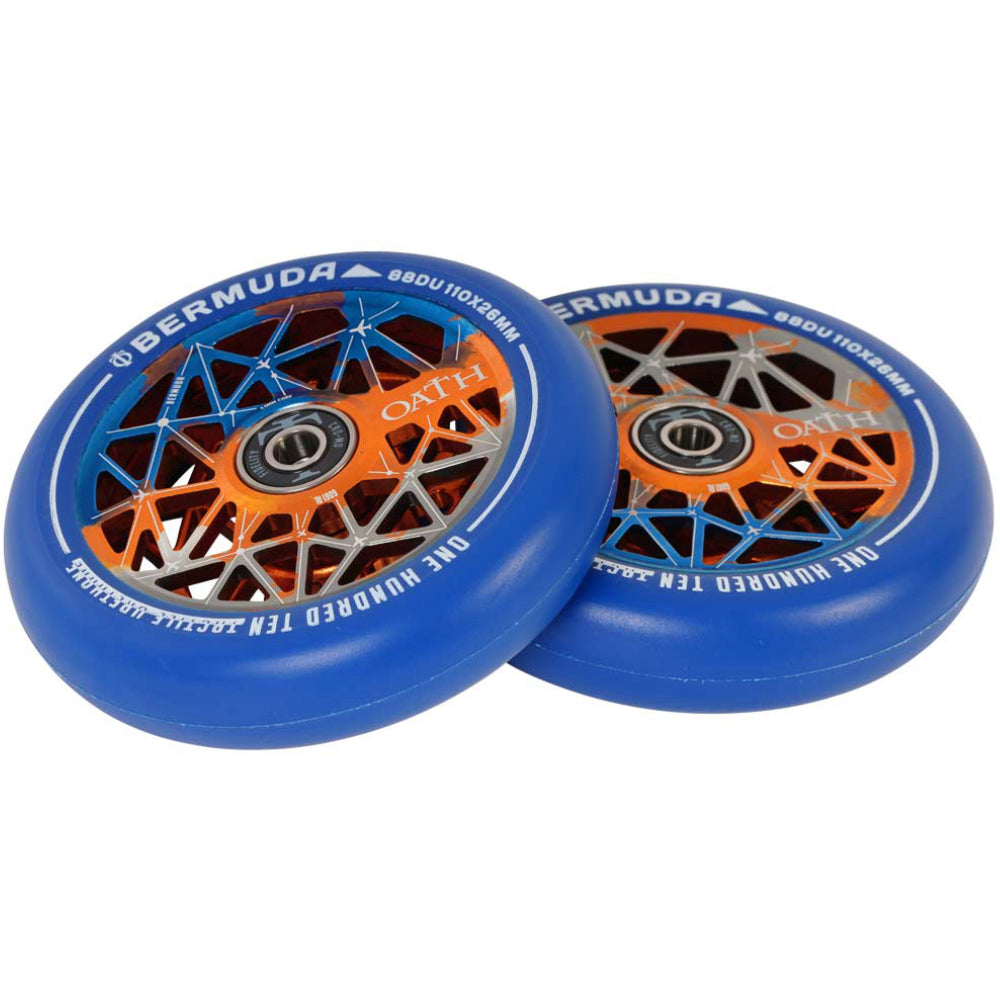 Oath Bermuda 110x26mm Tri-Color - Scooter Wheels Orange Blue Titanium Pair