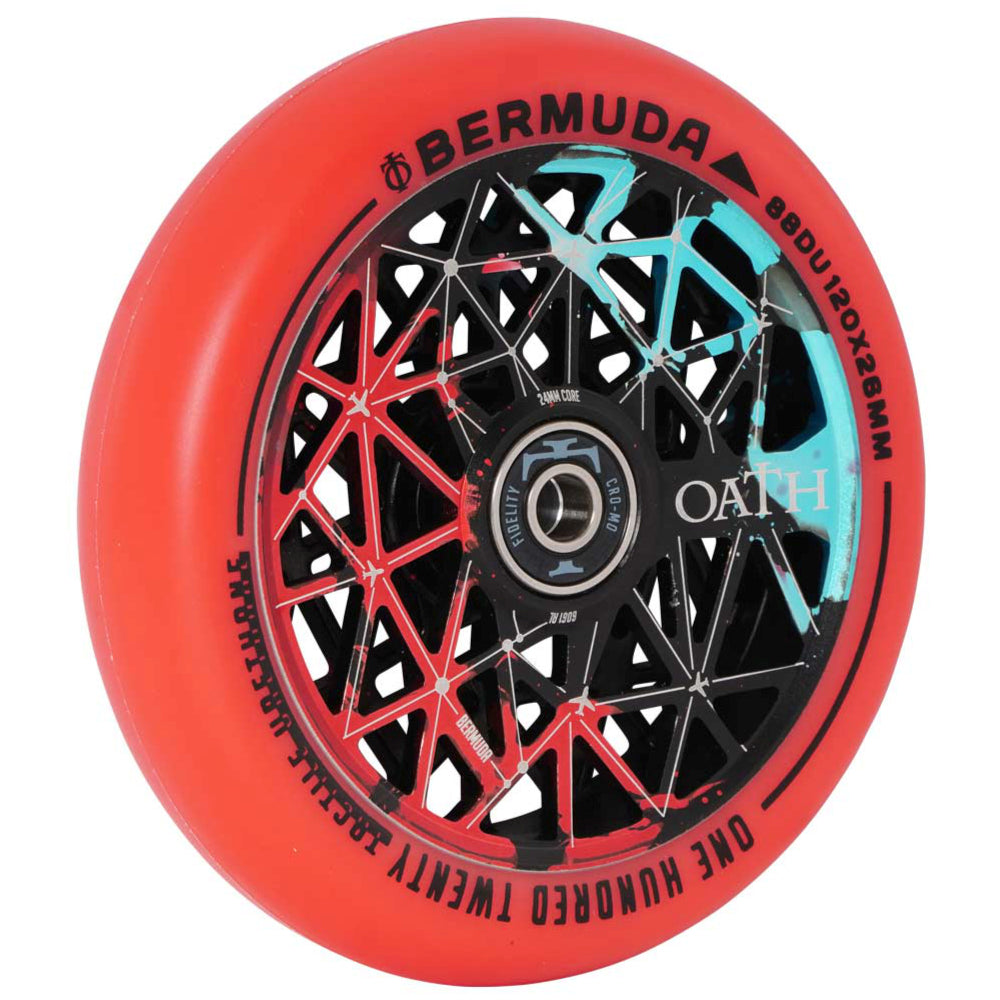 Oath Bermuda 120x26mm Tri-Color (PAIR) - Scooter Wheels Black Teal Red Angle