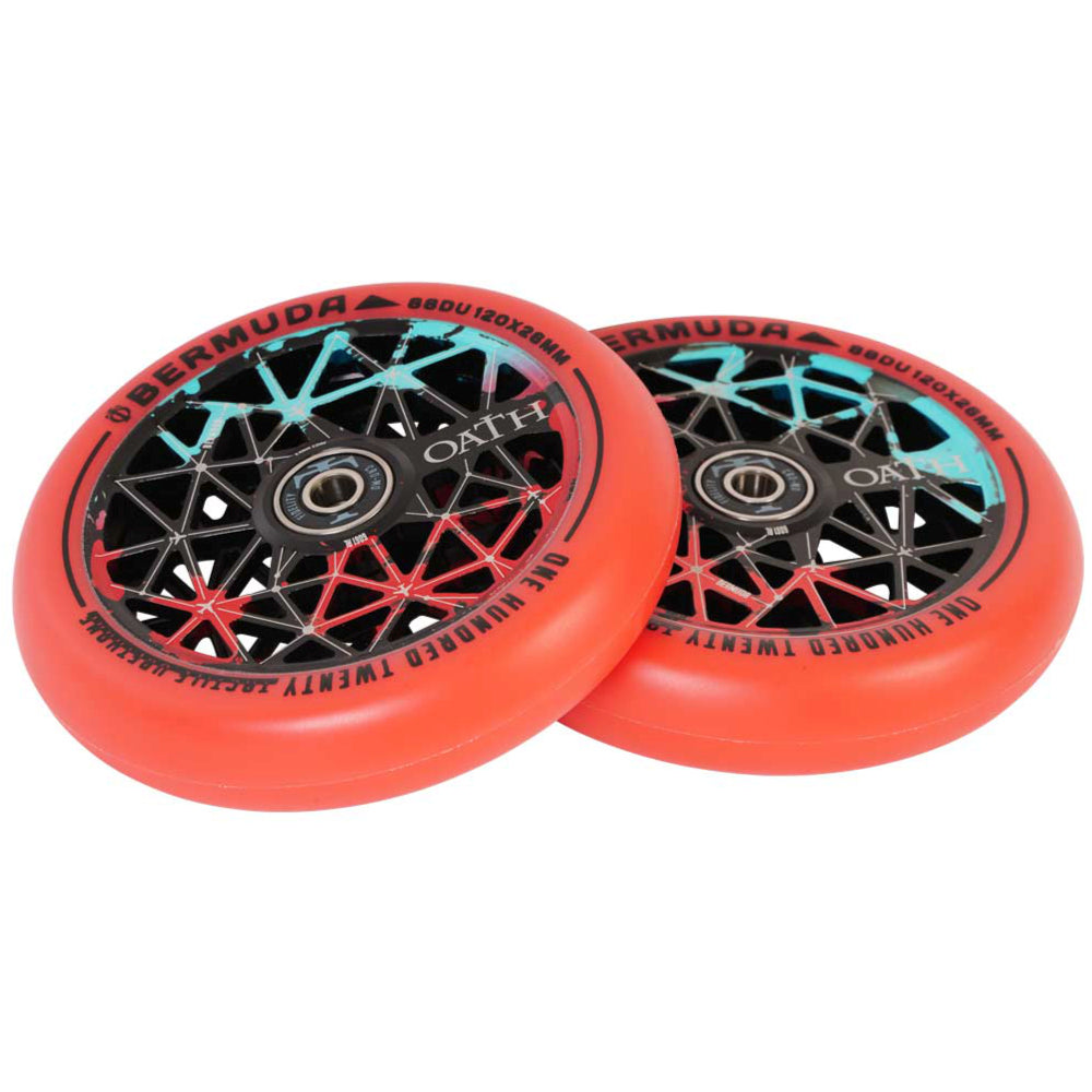 Oath Bermuda 120x26mm Tri-Color (PAIR) - Scooter Wheels Black Teal Red Pair