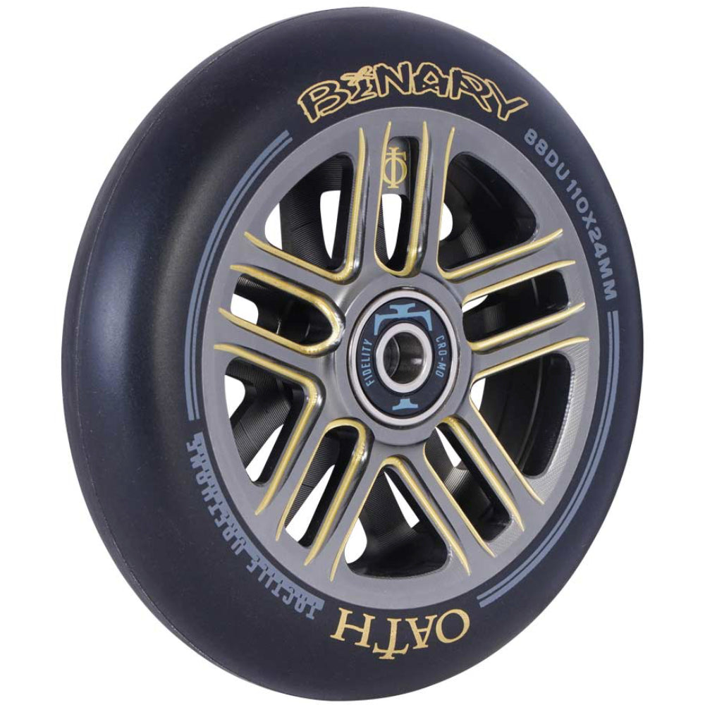 Oath Binary 110x24mm Scooter Wheels Titanium Gold Angle