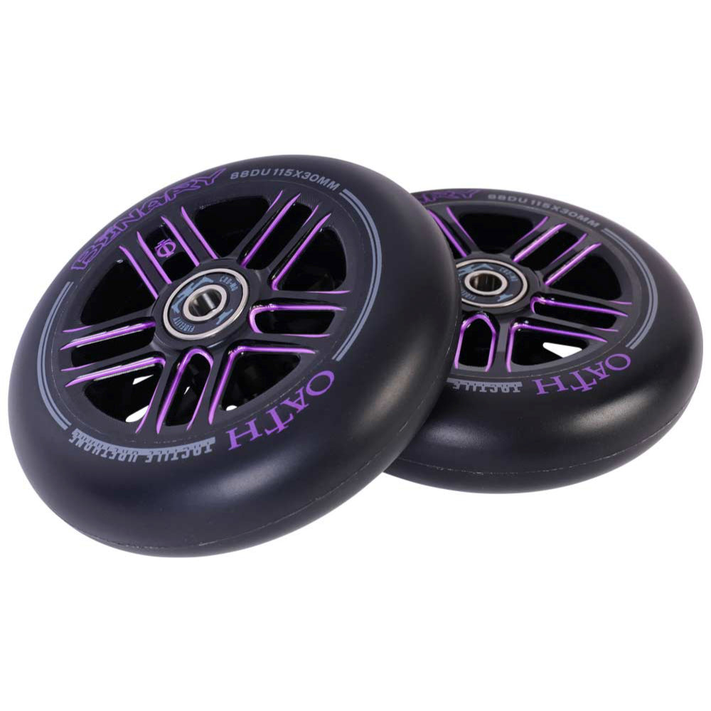 Oath Binary 115x30mm Scooter Wheels Black Purple Pair