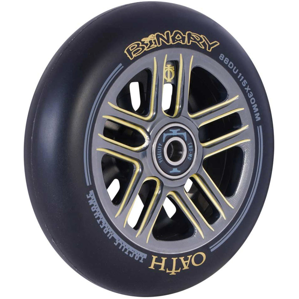 Oath Binary 115x30mm Scooter Wheels Titanium Gold Angle