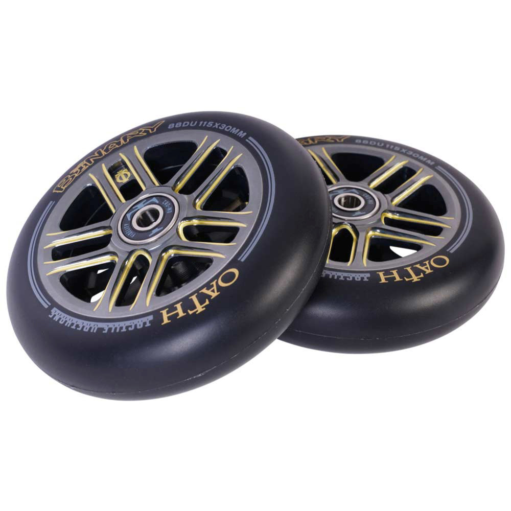Oath Binary 115x30mm Scooter Wheels Titanium Gold Pair