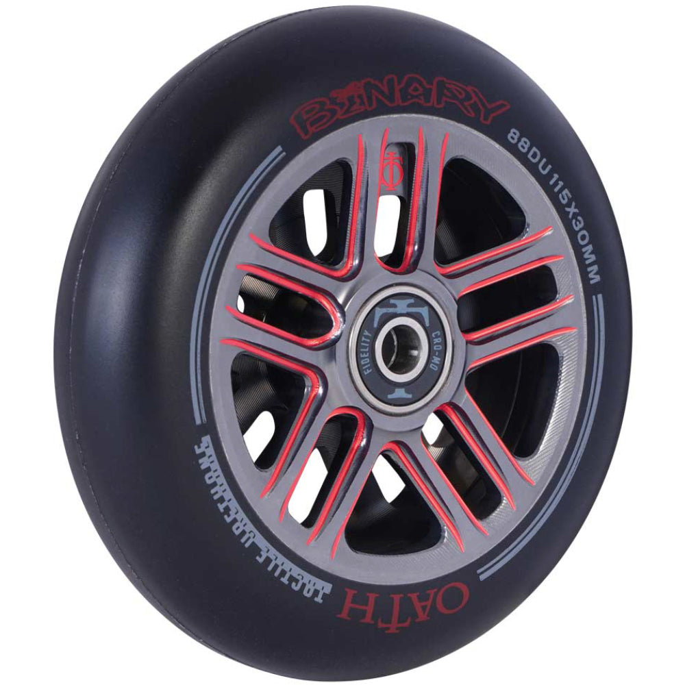 Oath Binary 115x30mm Scooter Wheels Titanium Red Angle