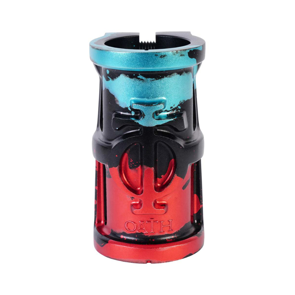 Oath Cage SCS V2 Tri-Color - Scooter Clamp Black Red Teal Front